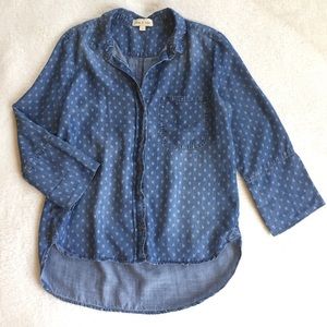 Cloth & Stone Chambray Print Button Down Tencel